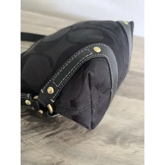 Coach Black Monogram Mini Carly Tote Bag Leather Brass y2k Vintage Signature - Picture 8 of 13